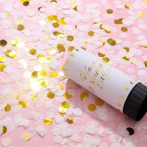 Confetti Poppers pack of 6 white & gold
